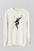 İkarus Baskılı Beyaz Unisex Sweatshirt