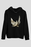 İkarus Baskılı Unisex Siyah Hoodie