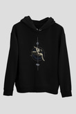 İkarus Baskılı Unisex Siyah Hoodie