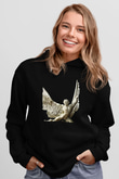 İkarus Baskılı Unisex Siyah Hoodie