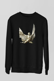 İkarus Baskılı Unisex Siyah Sweatshirt