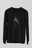 İkarus Baskılı Unisex Siyah Sweatshirt