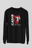 İkarus Baskılı Unisex Siyah Sweatshirt