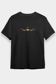 İkarus Baskılı Unisex Siyah Tişört - Tshirt