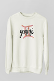 İkizler Burcu Baskılı Beyaz Unisex Sweatshirt