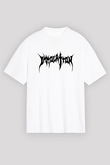 Immolation Baskılı Beyaz Unisex Oversize Tişört - Tshirt