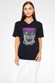 Impetigo Baskılı Unisex Siyah V Yaka Tişört - Tshirt