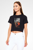 Infamous Siyah  Crop Top Tişört