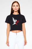 Infamous Siyah  Crop Top Tişört