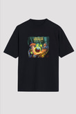Infected Mushroom Baskılı Unisex Oversize Siyah Tişört