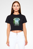 Infected Mushroom Siyah Crop Top Tişört