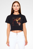 Infected Mushroom Siyah Crop Top Tişört