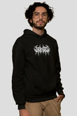 Ingested Baskılı Unisex Siyah Kapüşonlu Sweatshirt