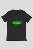 Ingested Baskılı Unisex Siyah V Yaka Tişört - Tshirt