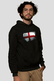İngiltere - England Bayrağı Baskılı Unisex Siyah Hoodie