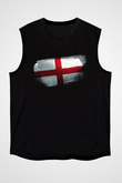 İngiltere - England Bayrağı Baskılı Unisex Siyah Kolsuz Tişört