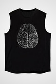 İnsan Beyni Baskılı Unisex Kolsuz Siyah Tişört - Tshirt