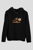 İnsan Evrim Çizim Baskılı Unisex Siyah Hoodie