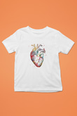 İnsan Kalbi Renkli Baskılı Unisex Beyaz Çocuk Tişörtü - Tshirt