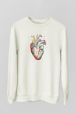 İnsan Kalbi Renkli Baskılı Unisex Ekru Sweatshirt
