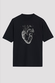 İnsan Kalbi Renkli Baskılı Unisex Oversize Tişört - Tshirt