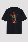 İnsan Kas Yapısı Renkli Baskılı Unisex Oversize Tişört - Tshirt