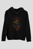 İnsan Soyağacı Baskılı Unisex Siyah Hoodie