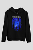 Insomnium Baskılı Unisex Siyah Kapüşonlu Sweatshirt