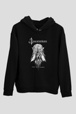 Insomnium Baskılı Unisex Siyah Kapüşonlu Sweatshirt