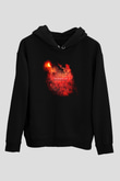 Insomnium Baskılı Unisex Siyah Kapüşonlu Sweatshirt