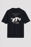 Insomnium Baskılı Unisex Siyah Oversize Tişört - Tshirt