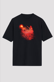 Insomnium Baskılı Unisex Siyah Oversize Tişört - Tshirt