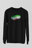 İran Bayrağı Baskılı Unisex Siyah Sweatshirt