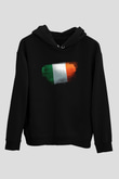 İrlanda - İreland Bayrağı Baskılı Unisex Siyah Hoodie