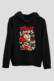 Iron Loops Baskılı Unisex Siyah Hoodie