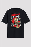 Iron Loops Baskılı Unisex Siyah Oversize Tişört