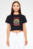 Iron Maiden Baskılı Siyah Kadın Crop Top Tişört