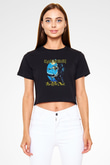 Iron Maiden Siyah Crop Top Tişört