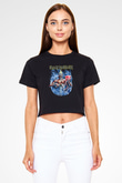 Iron Maiden Siyah Crop Top Tişört