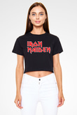 Iron Maiden Siyah Crop Top Tişört