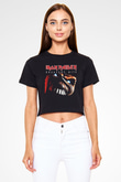 Iron Maiden Siyah Crop Top Tişört