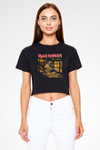 Iron Maiden Siyah Crop Top Tişört