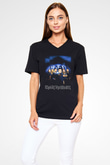 Iron Maiden Siyah Unisex V Yaka Tişört T-Shirt