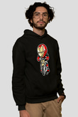 Iron Man Biker Baskılı Unisex Siyah Hoodie