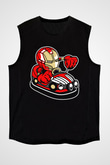 Iron Man Car Toy Baskılı Unisex Siyah Kolsuz Tişört