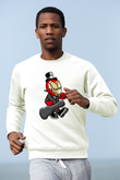 Iron Man Gentleman Baskılı Unisex Beyaz Sweatshirt