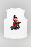 Iron Man Gentleman Baskılı Unisex Beyaz Kolsuz Tişört