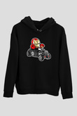 Iron Man Hotrod Baskılı Unisex Siyah Hoodie