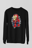 Iron Man Scooter Baskılı Unisex Siyah Sweatshirt