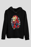 Iron Man Scooter Baskılı Unisex Siyah Hoodie